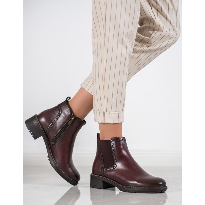 Filippo Bottines marron avec cuir écologique rouge 1 Filippo Bottines marron avec cuir écologique rouge 1