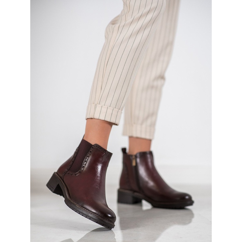 Filippo Bottines marron avec cuir écologique rouge 2