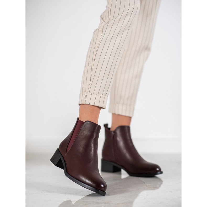 Ideal Shoes Bottes classiques avec une bande élastique rouge 2