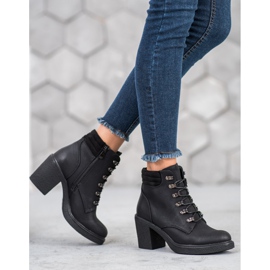 Queen Vivi Bottines à lacets en cuir écologique le noir 2