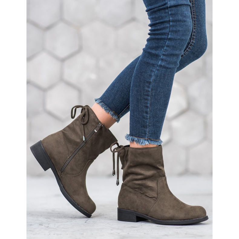 SDS Bottines en daim vert 2