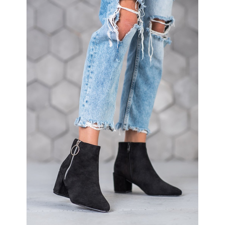 SHELOVET Bottines En Daim En Spitz le noir 2