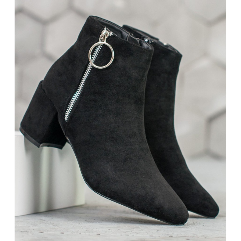 SHELOVET Bottines En Daim En Spitz noir 1