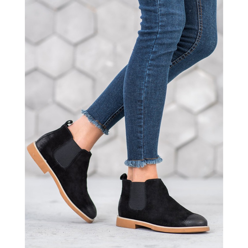 SDS Bottines chelsea en cuir le noir 1