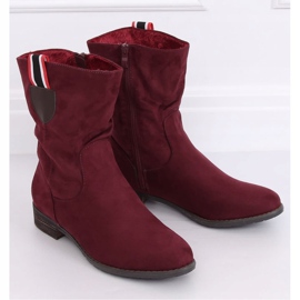 Bottines plates femme, bordeaux 99-110 Rouge 1