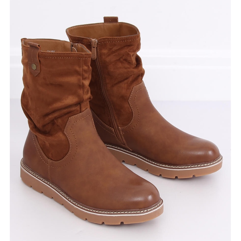 Boots sur chameau épais BM-9062 Semelles Camel brun 1