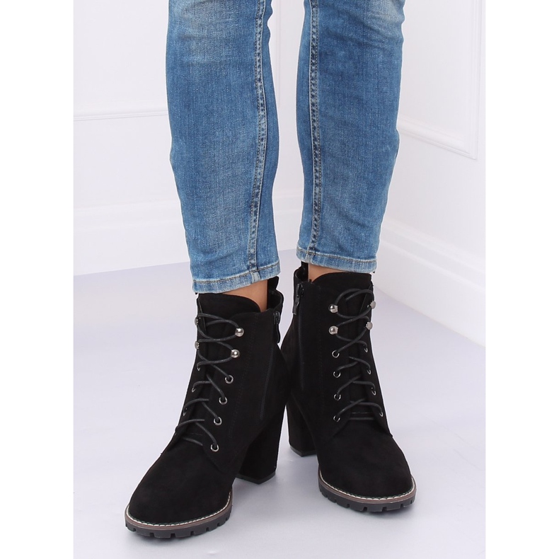 Bottines à lacets à talons noires 7081 Black le noir 2 Bottines à lacets à talons noires 7081 Black le noir 2