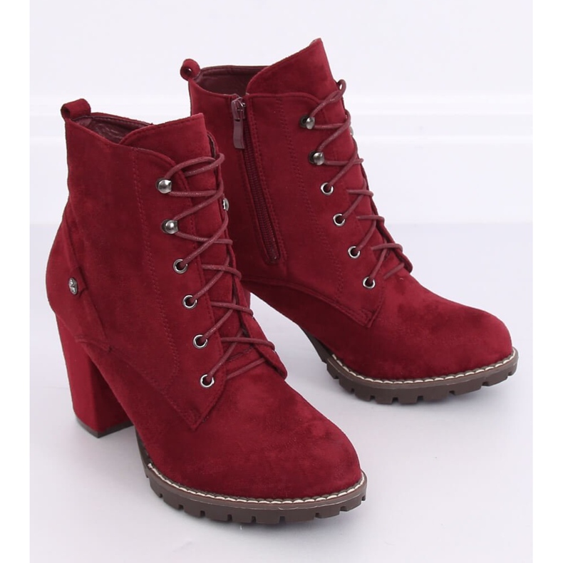 Bottines à talons hauts 7081 Wine rouge 1