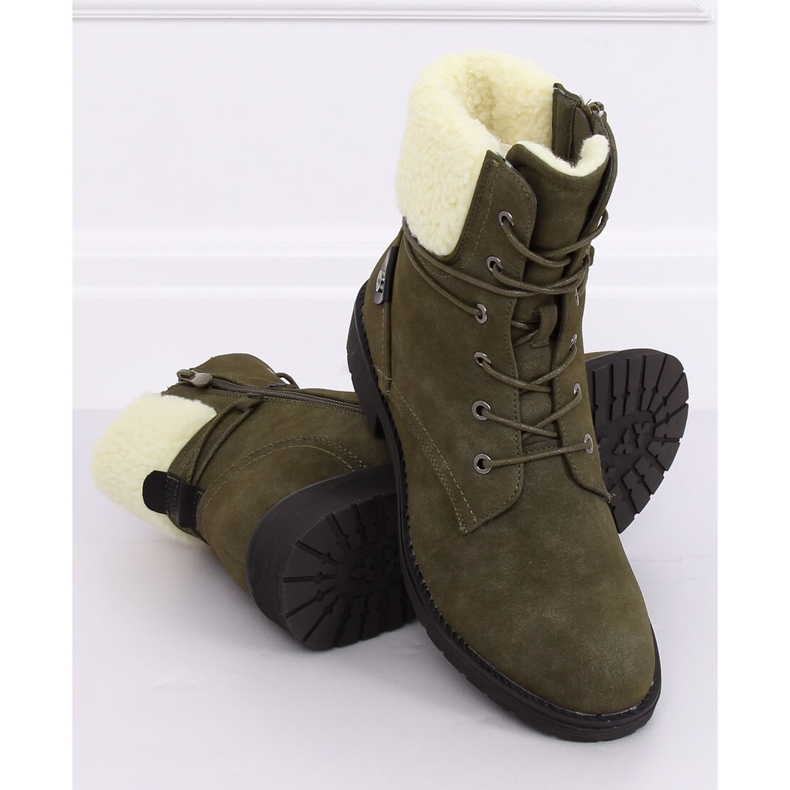 Bottines à lacets vertes K-9926 Vert 1