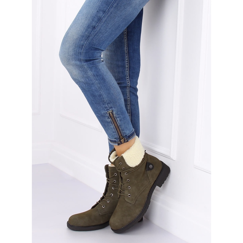 Bottines à lacets vertes K-9926 Vert 2