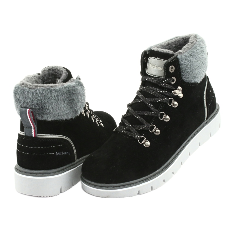 Bottes d'hiver à lacets MCKEY 1072 noir gris 4