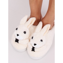 Chaussons femme lapin beige MA17 Blanc 1