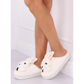 Chaussons femme lapin beige MA17 Blanc 2