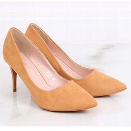 Escarpins sur un talon confortable camel NF-49P Camel jaune 1