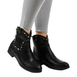 Bottines noires avec une fermeture éclair L893-2 1