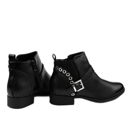 Bottines plates noires avec une bande élastique et une fermeture éclair Y8159 le noir 1