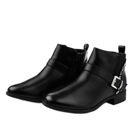 Bottines plates noires avec une bande élastique et une fermeture éclair Y8159 le noir 2