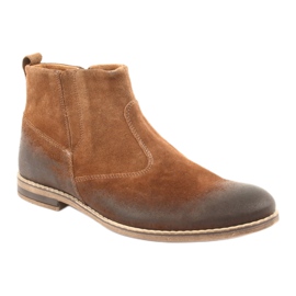 Chaussure en daim avec une fermeture éclair Riko 859 camel brun 1
