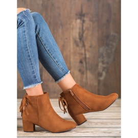 Forever Folie Bottines en daim à nœud brun 2
