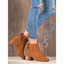 Forever Folie Bottines en daim à nœud brun 3