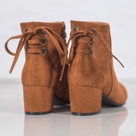 Forever Folie Bottines en daim à nœud brun 4