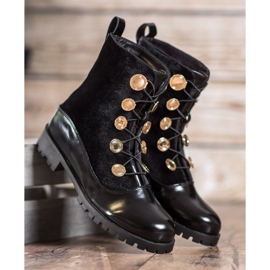 Seastar Bottines En Velours Avec Côtes noir 1