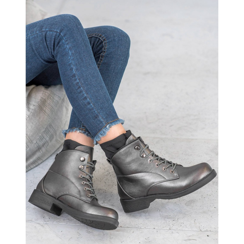 Bestelle Bottines à lacets classiques gris 1 Bestelle Bottines à lacets classiques gris 1