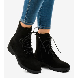 Bottines à lacets en daim noir C-7192 2