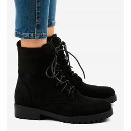 Bottines à lacets en daim noir C-7192 le noir 3