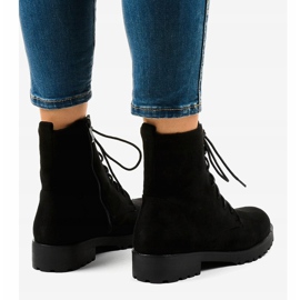 Bottines à lacets en daim noir C-7192 le noir 4