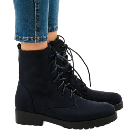 Bottines à lacets en daim bleu marine C-7192 2