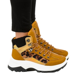 Baskets femme marron isolées F-19208-3 brun jaune 2