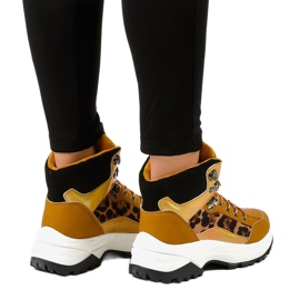 Baskets femme marron isolées F-19208-3 brun jaune 3