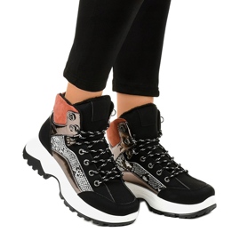 Baskets isolées noires pour femmes F-19208-1 le noir multicolore 3
