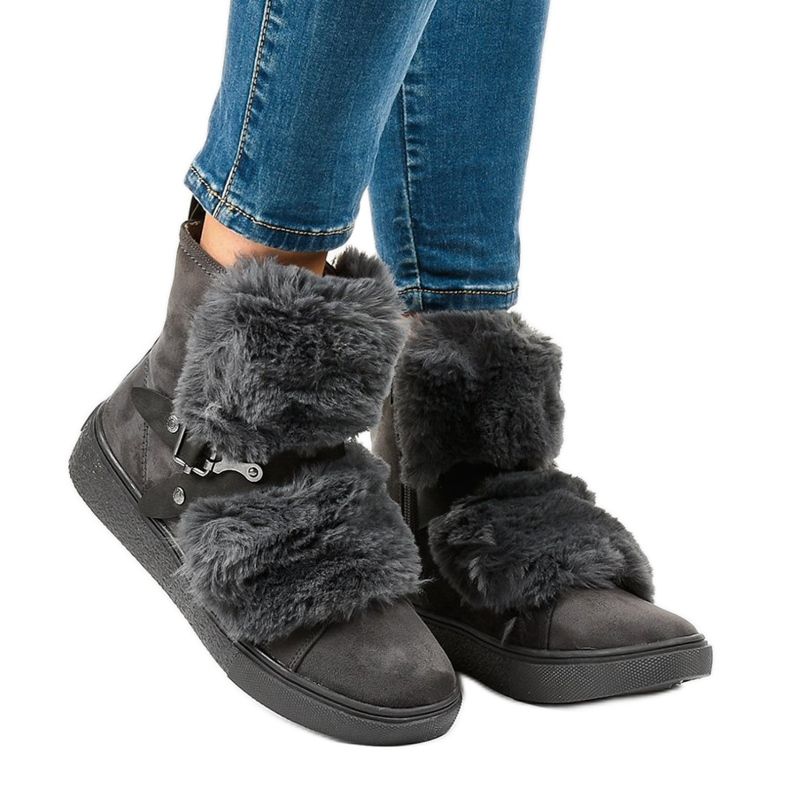 Bottes isolées en daim gris GF-QB08 1