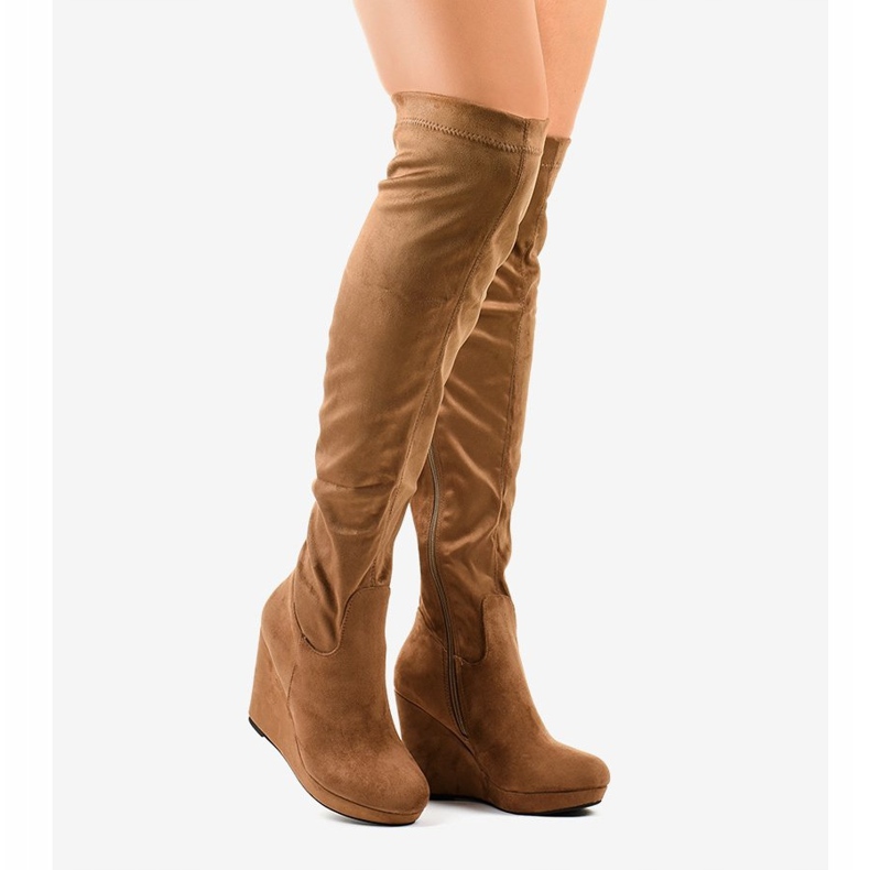 Bottines compensées marron au-dessus du genou 6598-1 brun 2 Bottines compensées marron au-dessus du genou 6598-1 brun 2