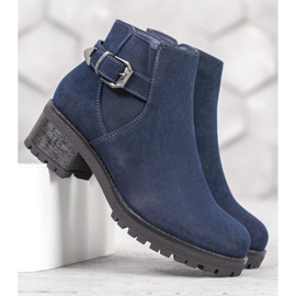J. Star Bottines en daim bleu marine 1