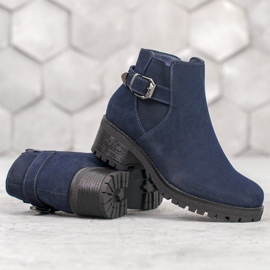 J. Star Bottines en daim bleu marine 4