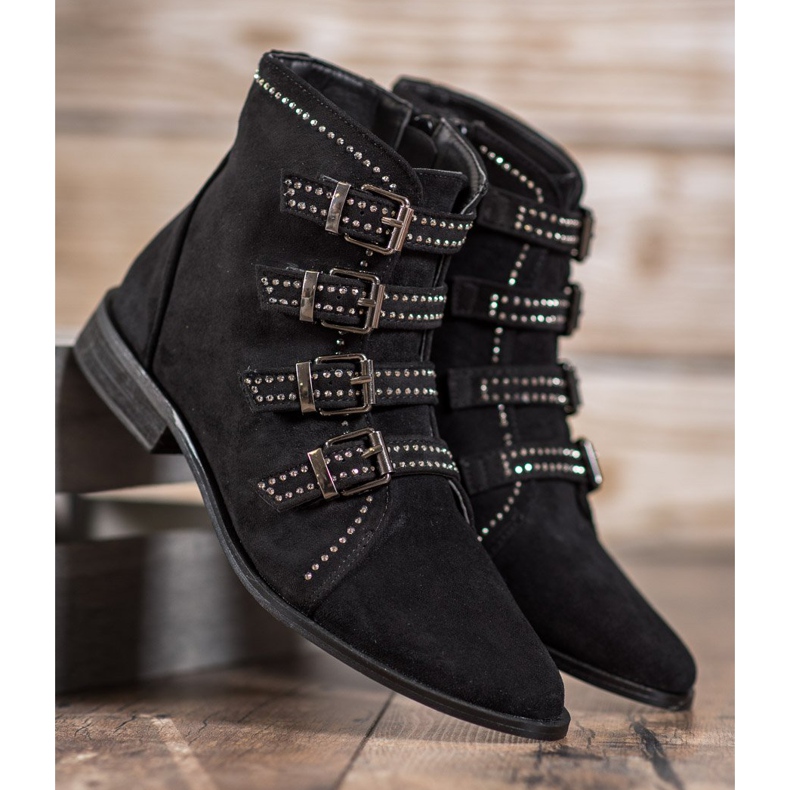 Bestelle Bottines En Daim Avec Boucles le noir 2