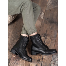 Janessa Bottines à lacets classiques le noir 4