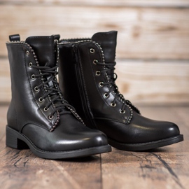 Janessa Bottines à lacets classiques le noir 2