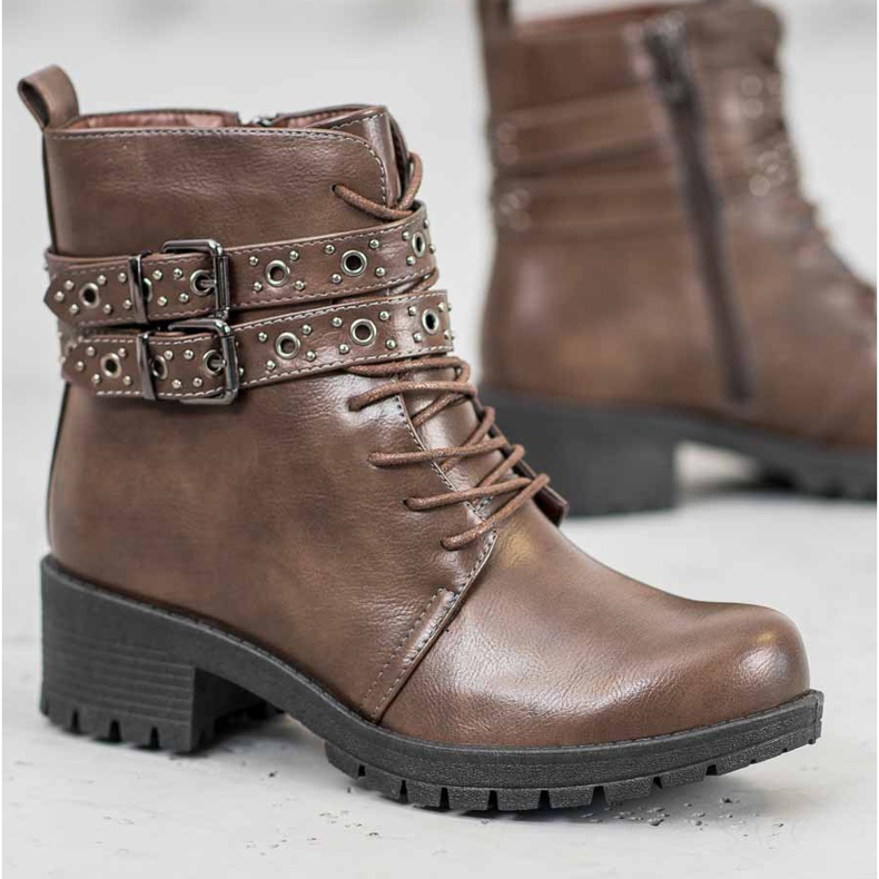 SHELOVET Travailleurs lacés brun 1