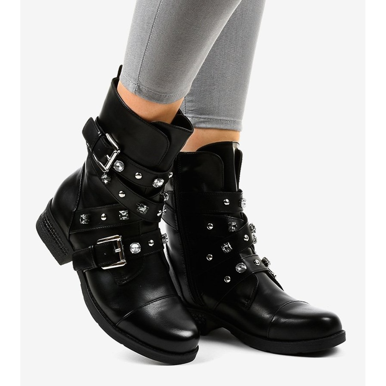 Bottes hautes isolantes noires décorées de 88093 2