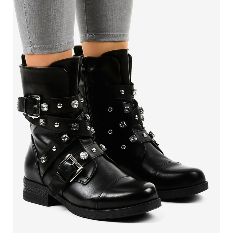 Bottes hautes isolantes noires décorées de 88093 1