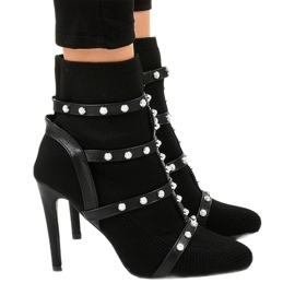 Bottines à talons en tissu noir AT-0655-L le noir 2