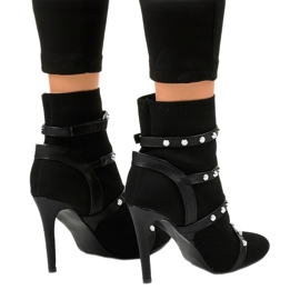 Bottines à talons en tissu noir AT-0655-L le noir 3