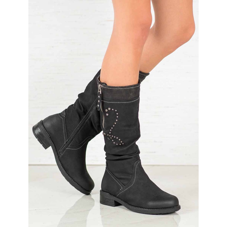 SHELOVET Bottes plates noir 1