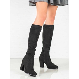 Wilady Bottes en daim sur un pilier le noir 2