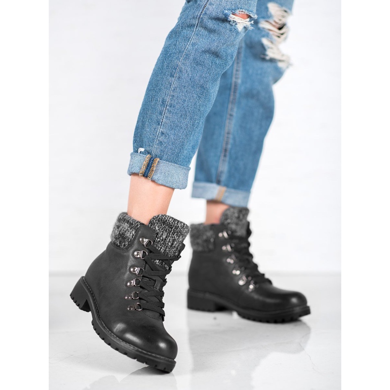 SHELOVET Bottes à lacets noires le noir 2