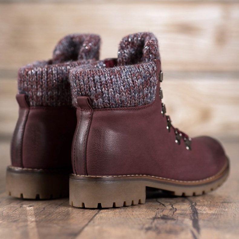 SHELOVET Bottines à lacets bordeaux rouge 1 SHELOVET Bottines à lacets bordeaux rouge 1